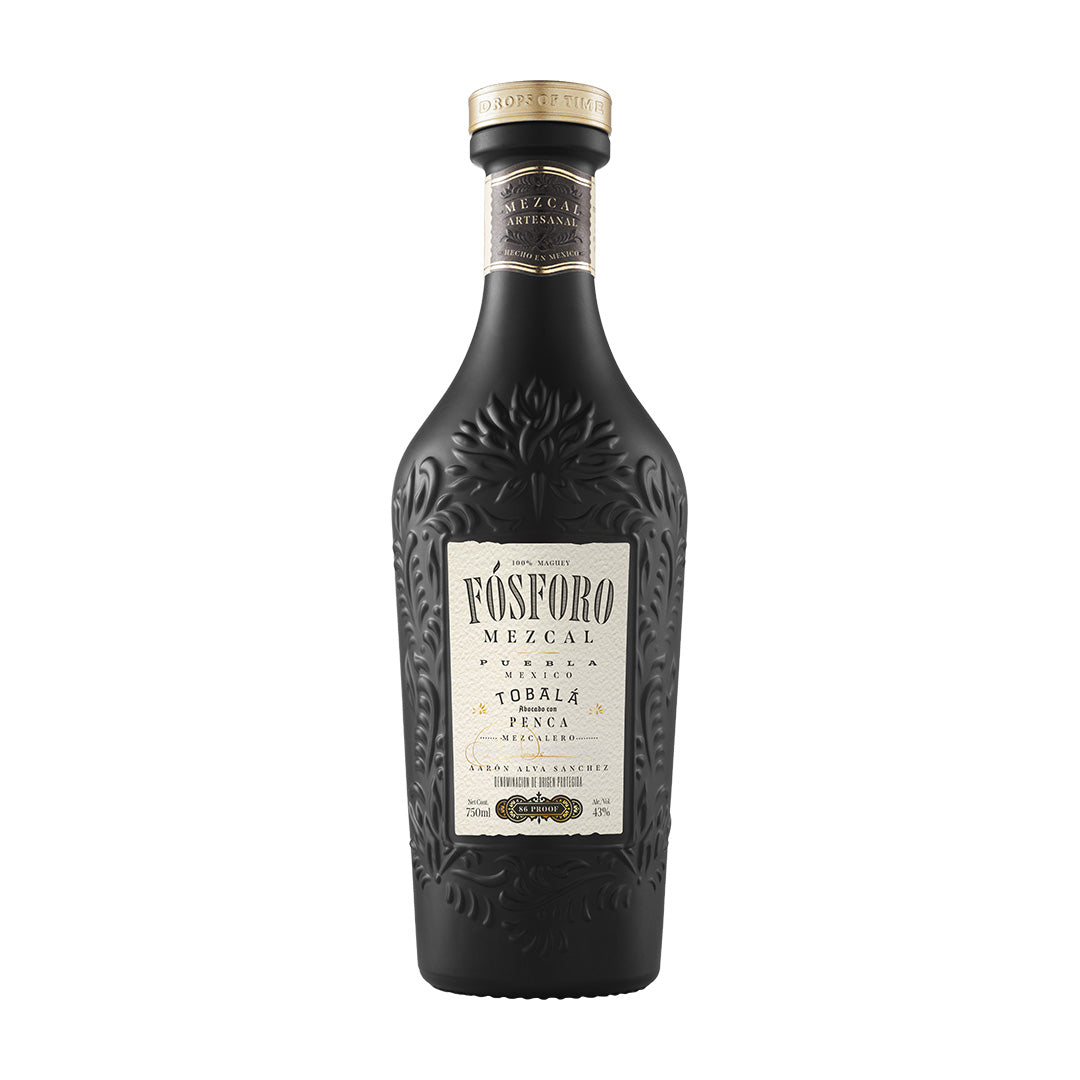Fosforo Penca Mezcal bottle on a white background